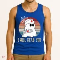 I Will Stab You Ghost Nurse Retro Funny Halloween For Nurses Gift Tank Top thumb 3