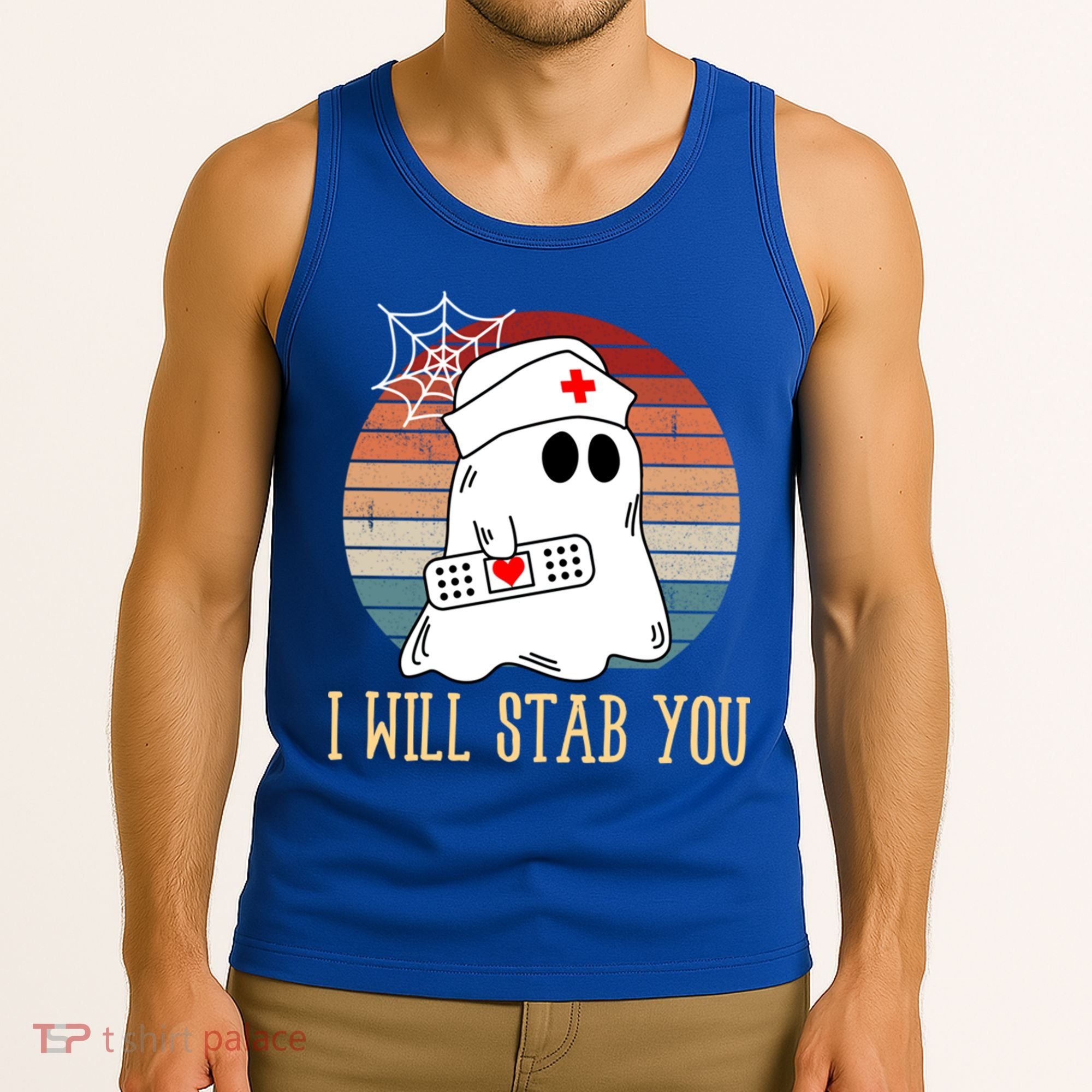 I Will Stab You Ghost Nurse Retro Funny Halloween For Nurses Gift Tank Top