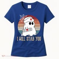 I Will Stab You Ghost Nurse Retro Funny Halloween For Nurses Gift Women's T-Shirt thumb 0