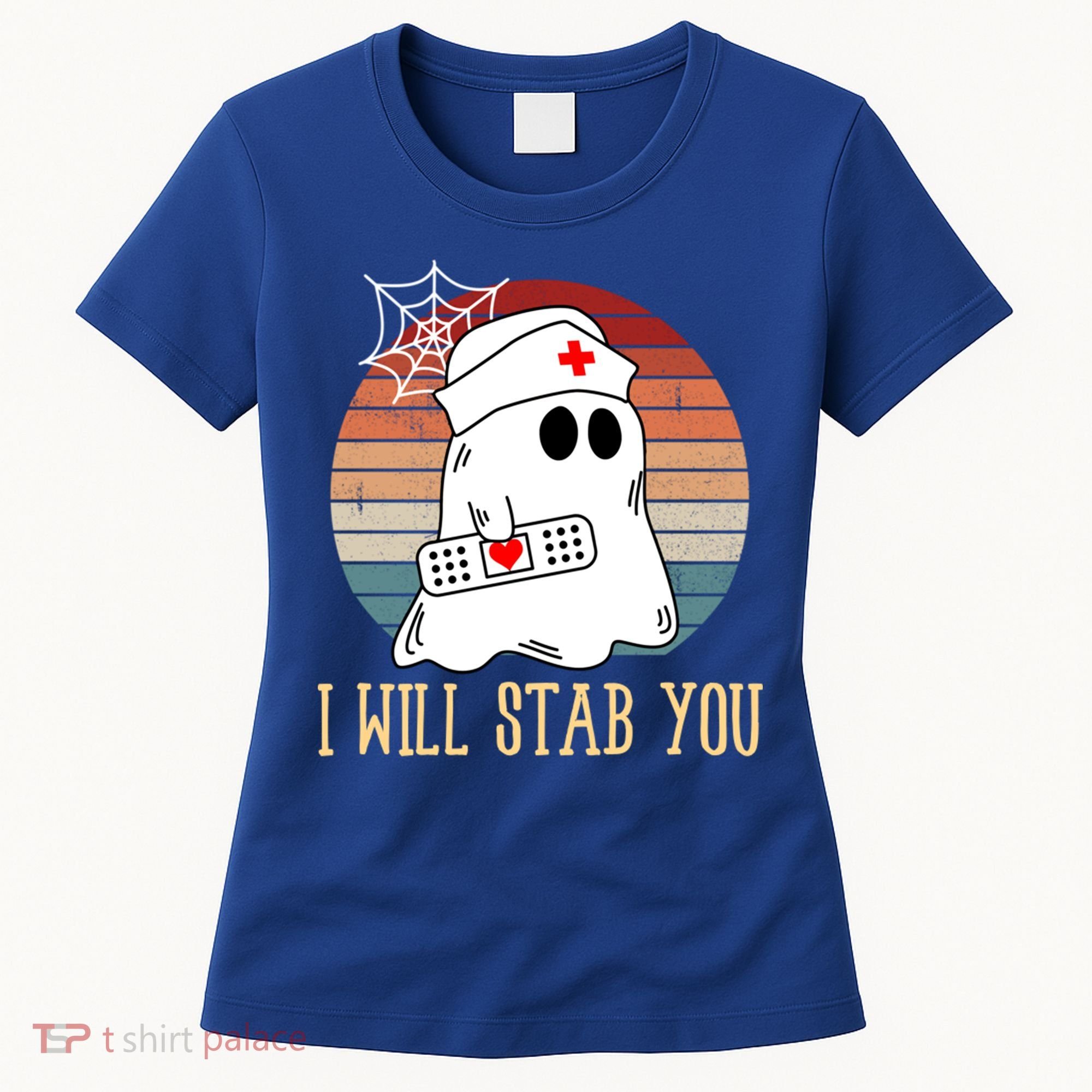 I Will Stab You Ghost Nurse Retro Funny Halloween For Nurses Gift Women's T-Shirt