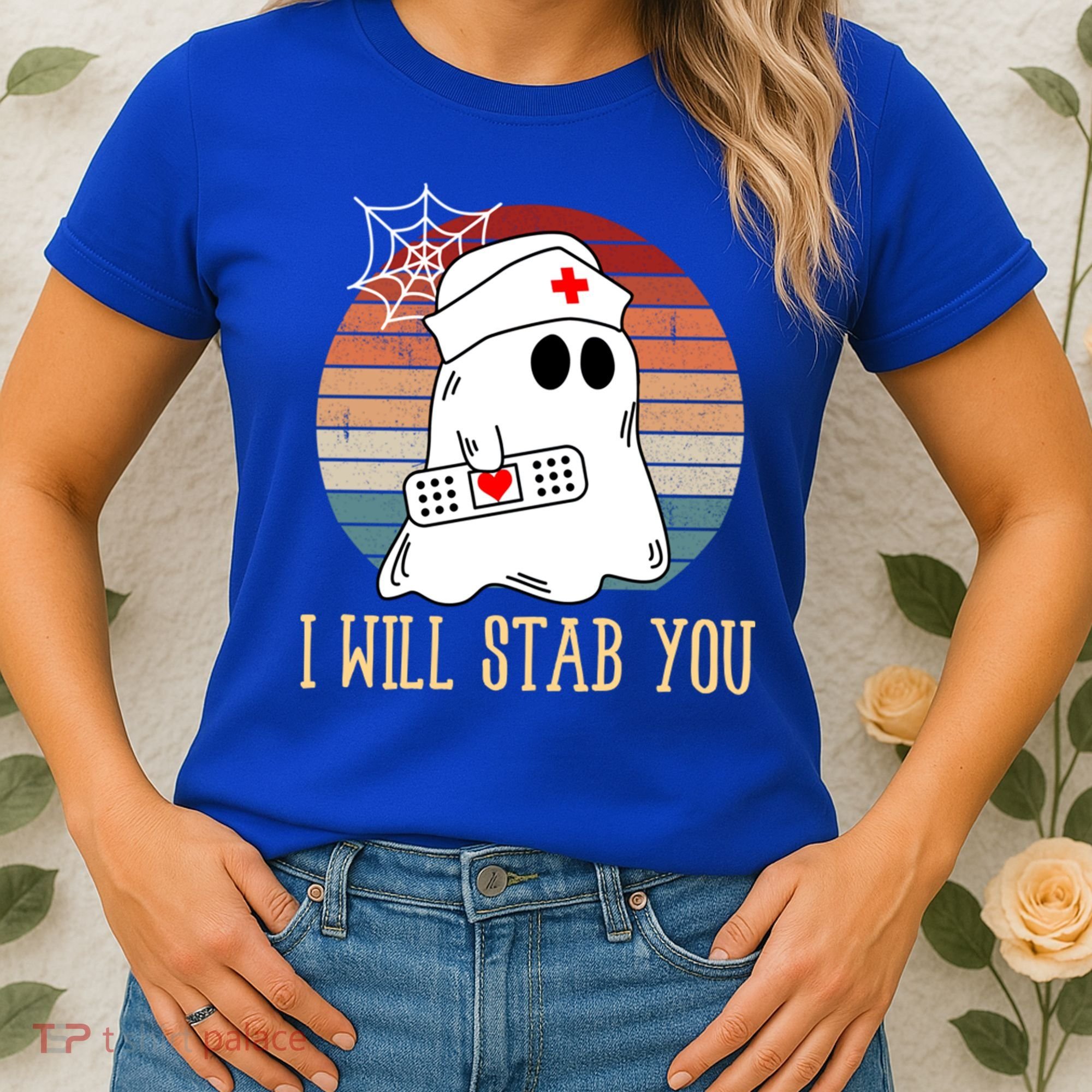 I Will Stab You Ghost Nurse Retro Funny Halloween For Nurses Gift Women's T-Shirt