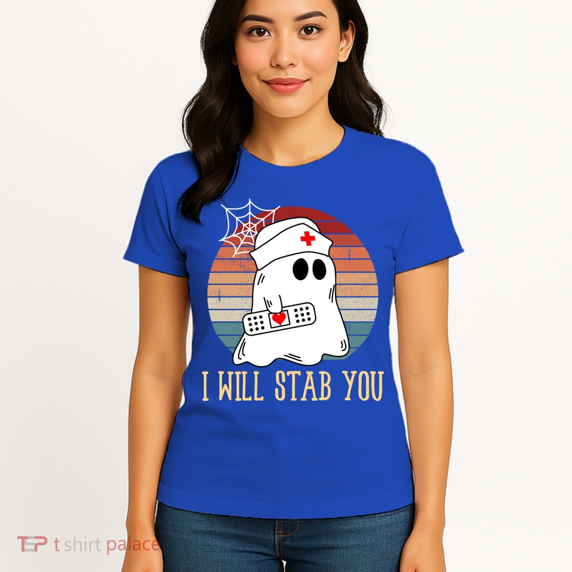 I Will Stab You Ghost Nurse Retro Funny Halloween For Nurses Gift Women's T-Shirt
