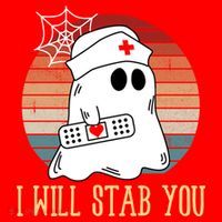 I Will Stab You Ghost Nurse Retro Funny Halloween For Nurses Gift Santa Hat thumb 1