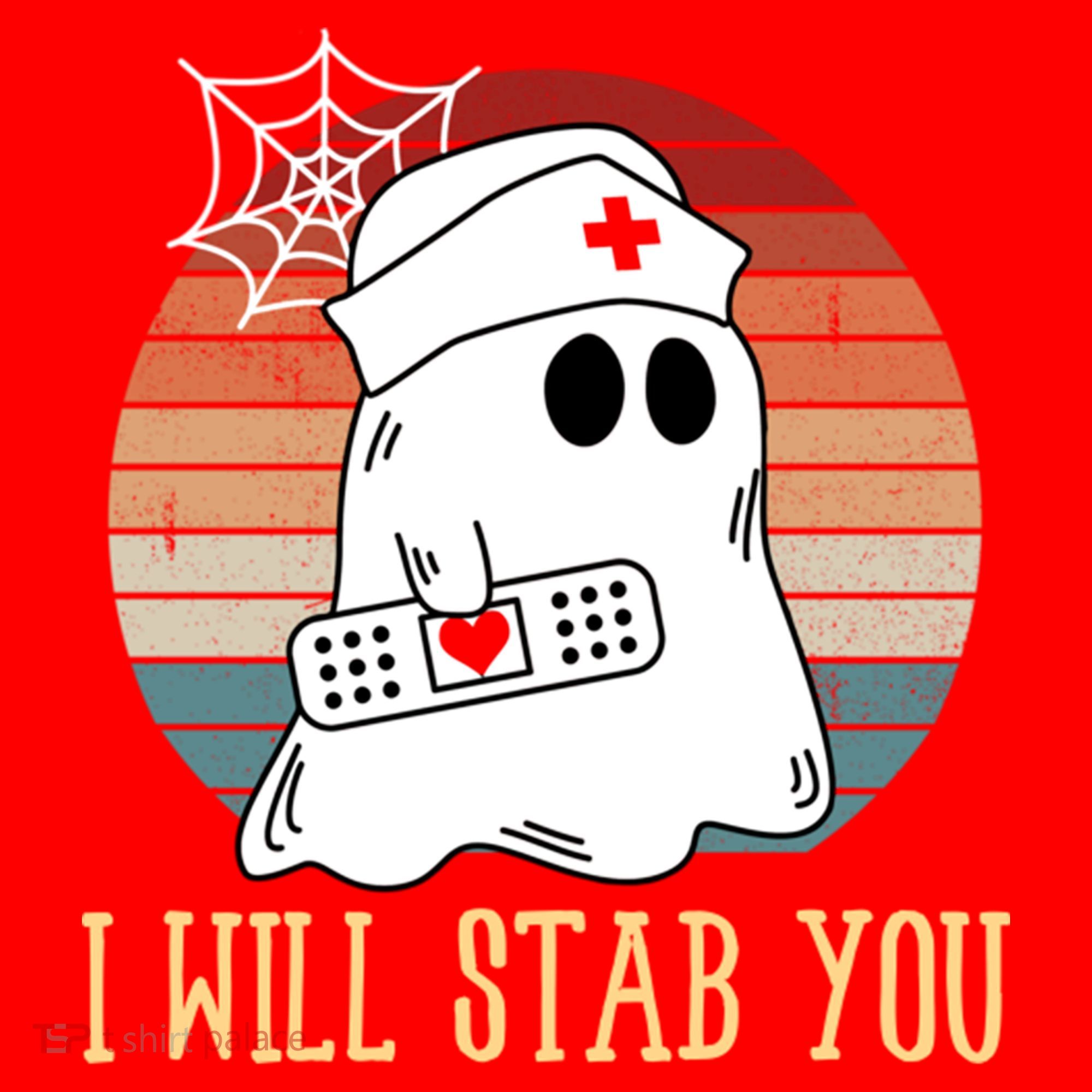 I Will Stab You Ghost Nurse Retro Funny Halloween For Nurses Gift Santa Hat