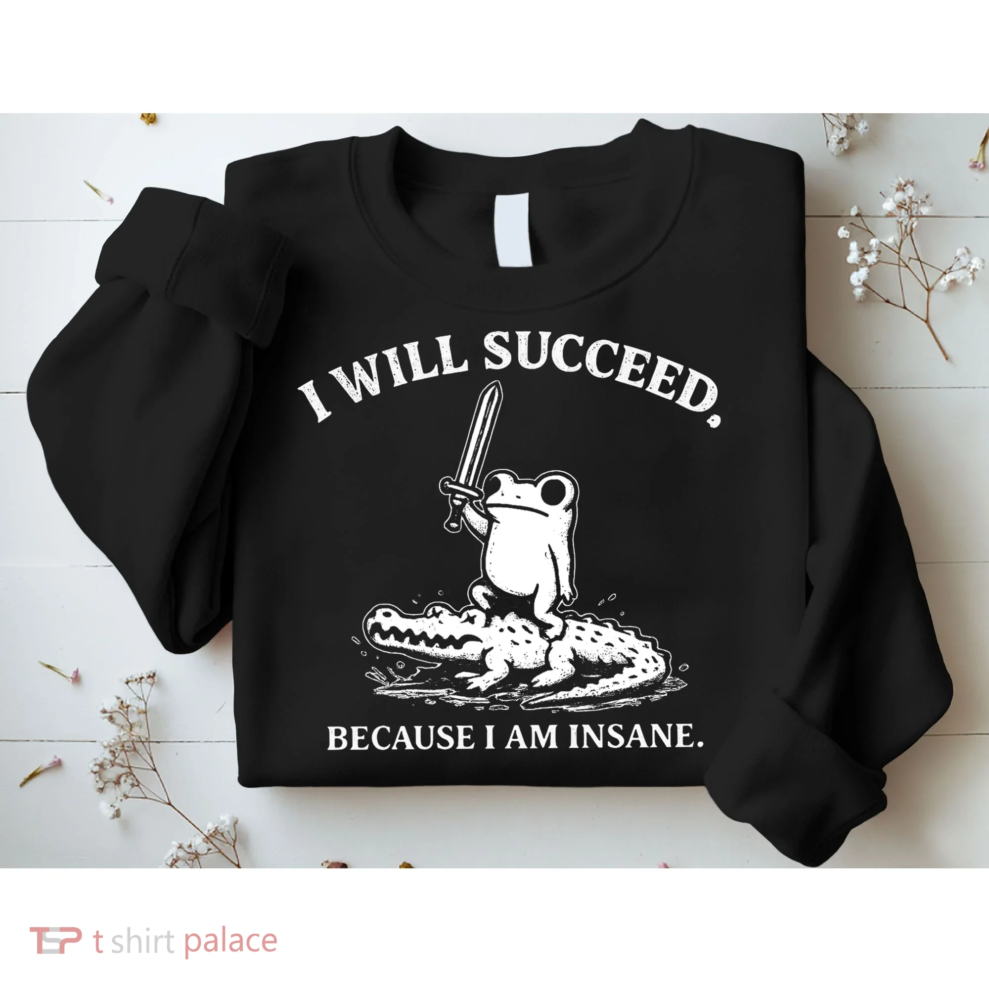 I Will Succeed Because I Am Insane Frog Crocodile Sweatshirt