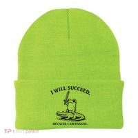 I Will Succeed Because I Am Insane Frog Crocodile Beanie thumb 0
