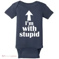I'm With Stupid Up Arrow Funny Baby Bodysuit thumb 0