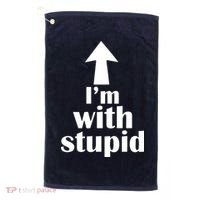 I'm With Stupid Up Arrow Funny Golf Towel thumb 0