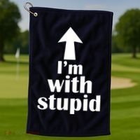 I'm With Stupid Up Arrow Funny Golf Towel thumb 1