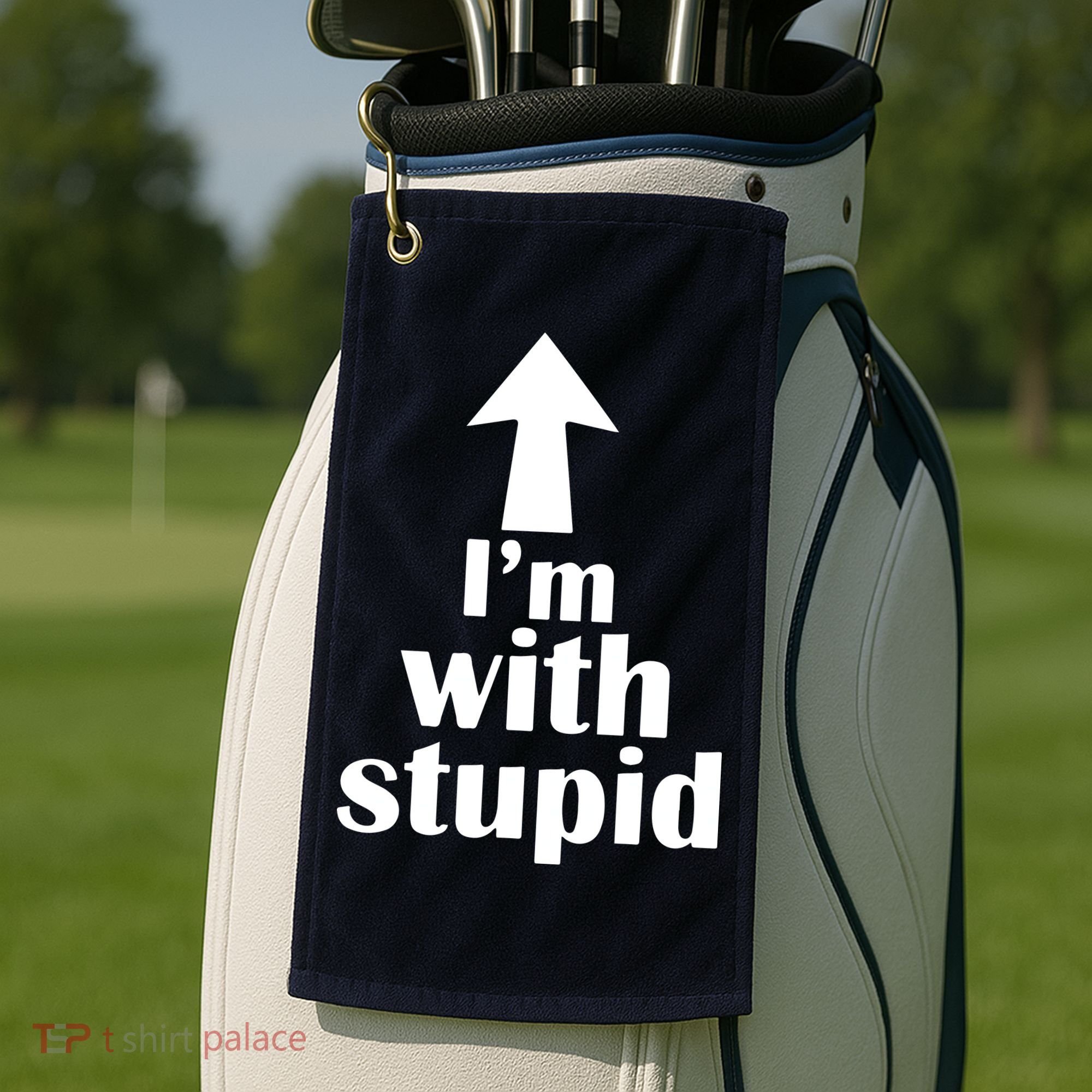 I'm With Stupid Up Arrow Funny Golf Towel