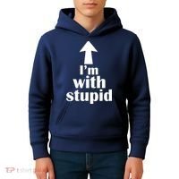 I'm With Stupid Up Arrow Funny Kids Hoodie thumb 4