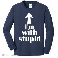 I'm With Stupid Up Arrow Funny Kids Long Sleeve Shirt thumb 0