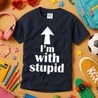 I'm With Stupid Up Arrow Funny Kids T-Shirt thumb 3