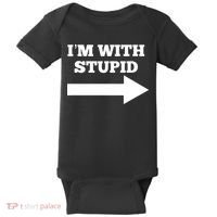 I'm With Stupid Arrow Pointing Right Funny I'm With Stupid Baby Bodysuit thumb 0