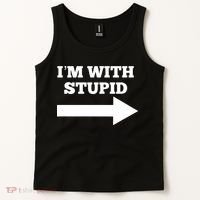 I'm With Stupid Arrow Pointing Right Funny I'm With Stupid Tank Top thumb 2