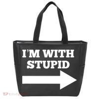 I'm With Stupid Arrow Pointing Right Funny I'm With Stupid Tote Bag thumb 0