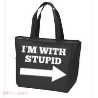I'm With Stupid Arrow Pointing Right Funny I'm With Stupid Tote Bag thumb 3