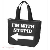 I'm With Stupid Arrow Pointing Left Funny I'm With Stupid Tote Bag thumb 3