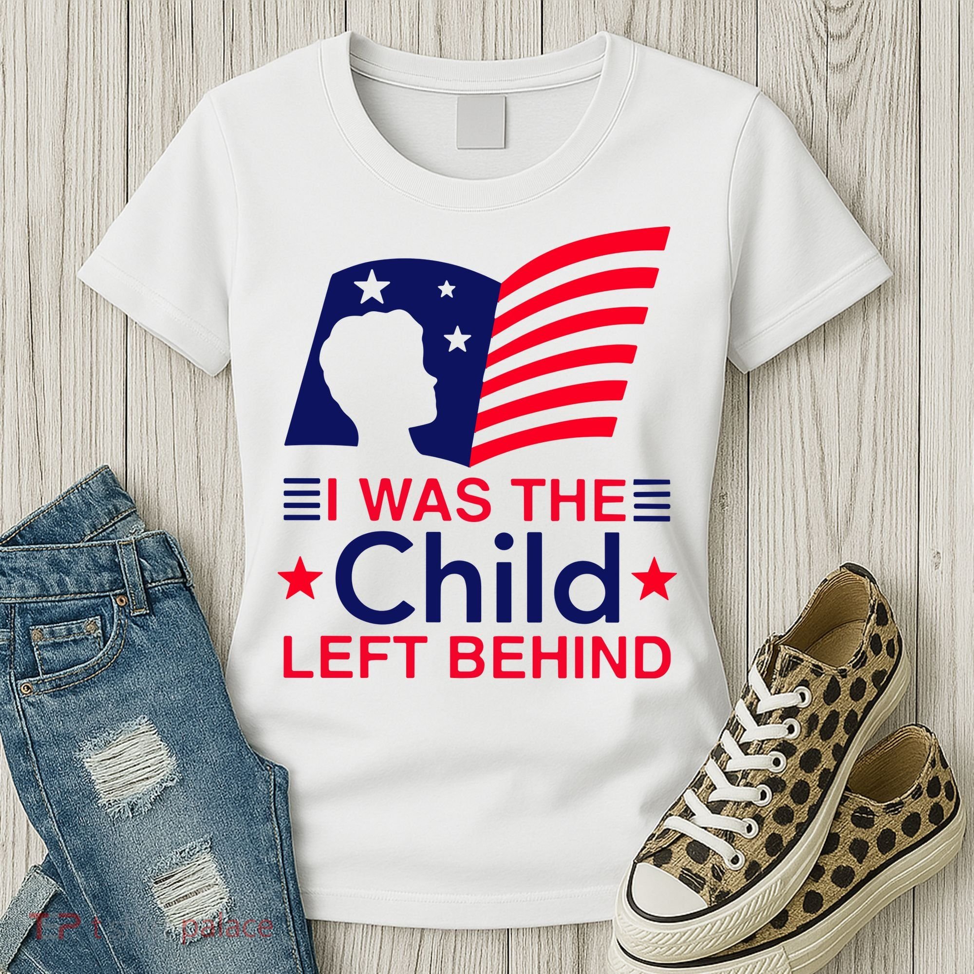 I Was The Child Left Behind Us Flag Women's T-Shirt