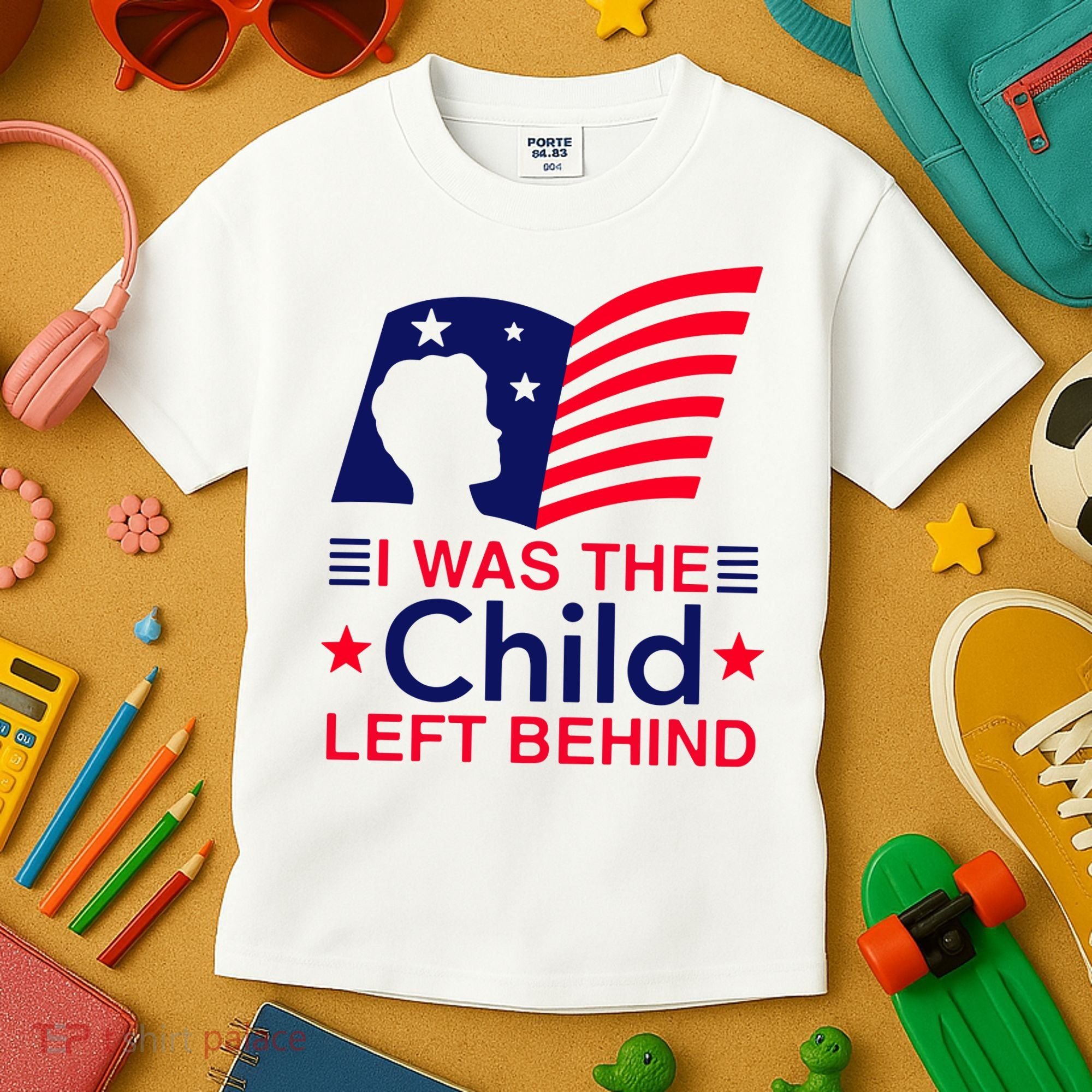 I Was The Child Left Behind Us Flag Kids T-Shirt