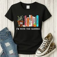 I'm With The Banned Banned Books Reading Books Women's T-Shirt thumb 3
