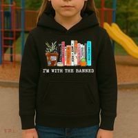 I'm With The Banned Banned Books Reading Books Kids Hoodie thumb 3