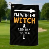Im With The Witch Couples Costume For Halloween Golf Towel thumb 1