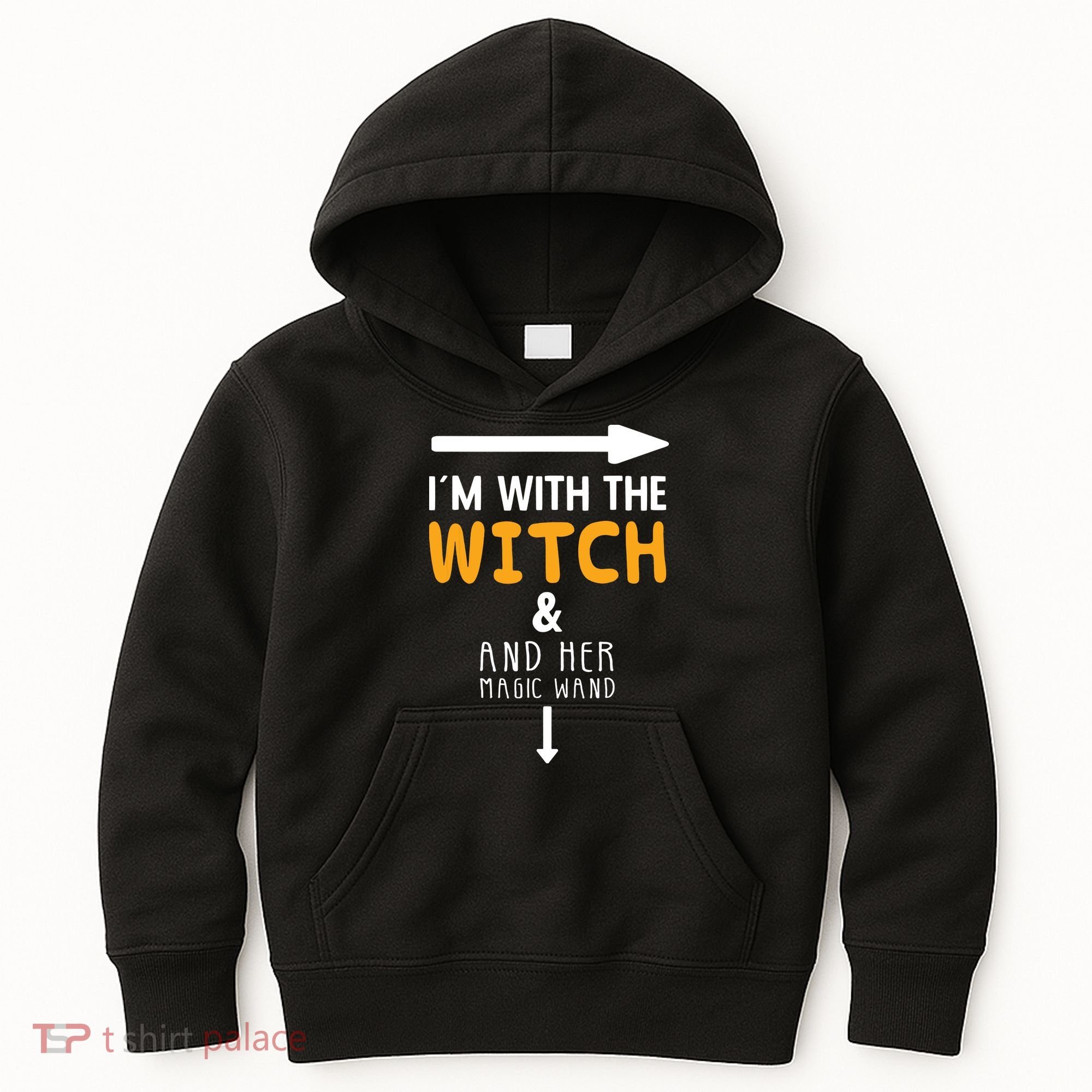 Im With The Witch Couples Costume For Halloween Kids Hoodie