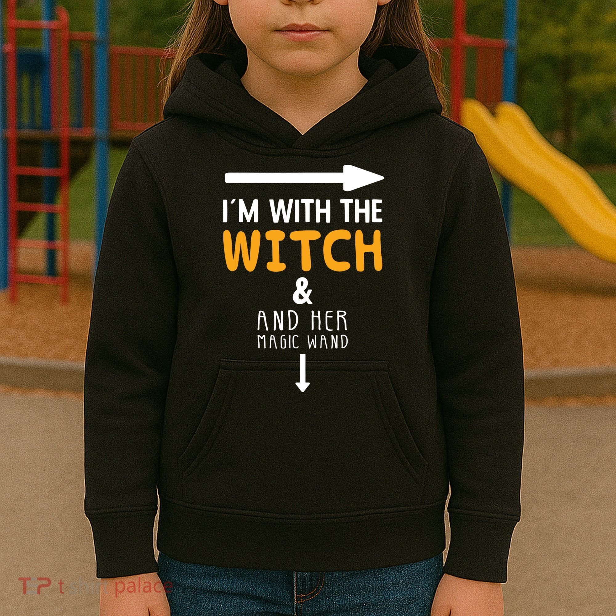 Im With The Witch Couples Costume For Halloween Kids Hoodie
