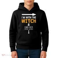 Im With The Witch Couples Costume For Halloween Kids Hoodie thumb 4