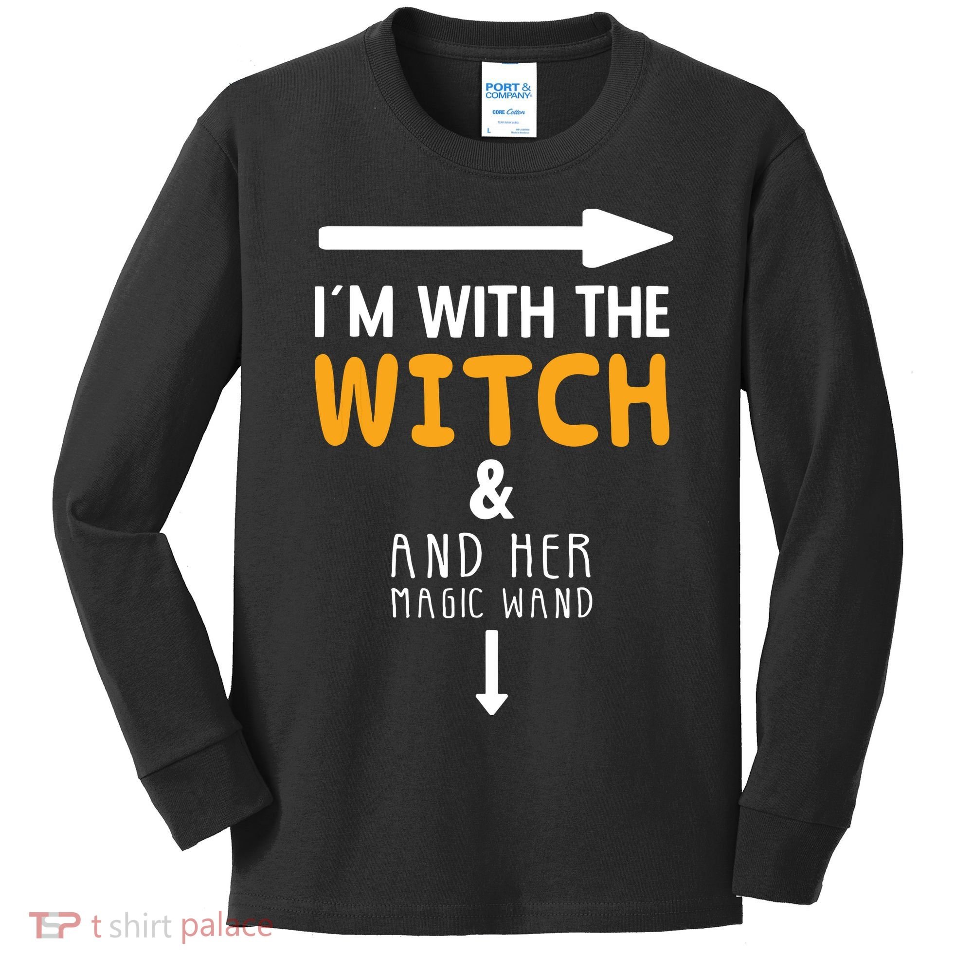 Im With The Witch Couples Costume For Halloween Kids Long Sleeve Shirt
