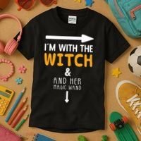 Im With The Witch Couples Costume For Halloween Kids T-Shirt thumb 3