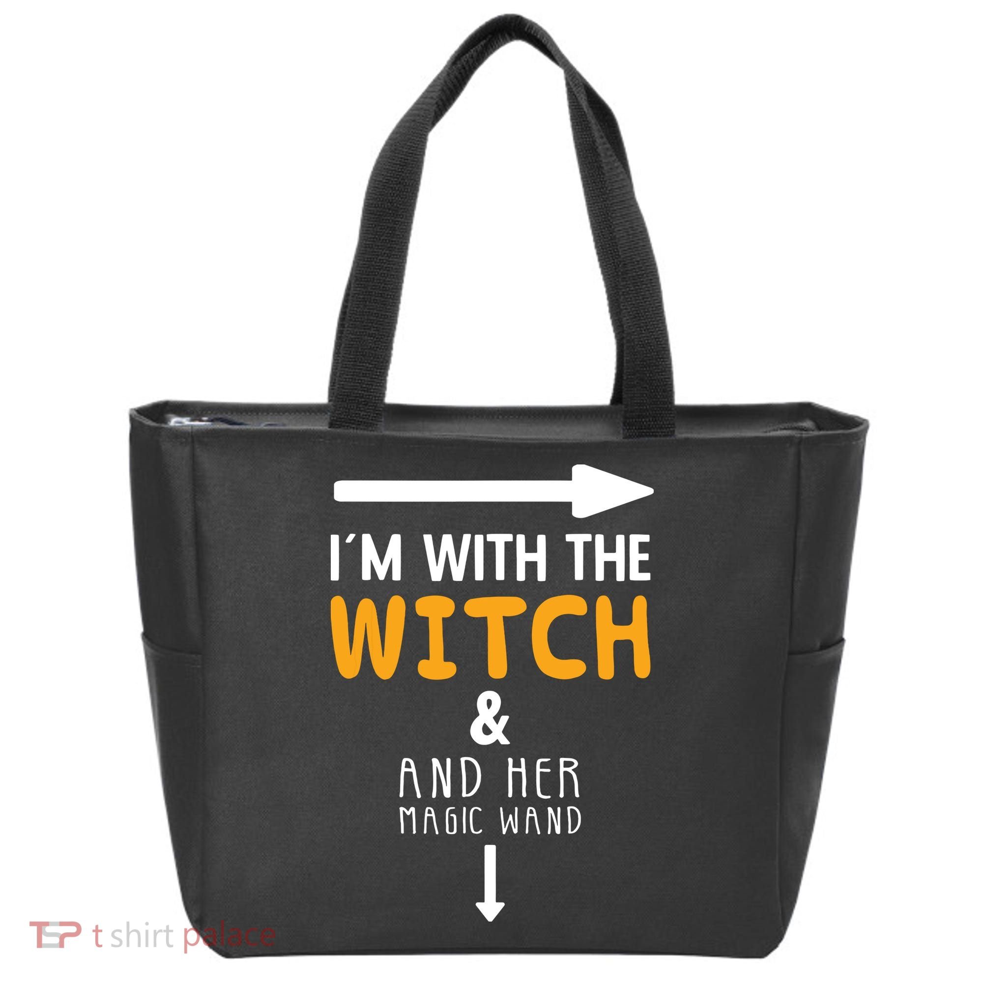 Im With The Witch Couples Costume For Halloween Tote Bag