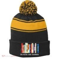 I'm With The Banned Stripe Pom Pom Beanie thumb 0
