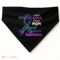 I Wear Teal Blue For My Mom Thyroid Cancer Gift USA-Made Doggie Bandana thumb 0