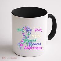 I Wear Teal Blue For My Mom Thyroid Cancer Gift Coffee Mug thumb 1
