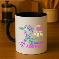I Wear Teal Blue For My Mom Thyroid Cancer Gift Coffee Mug thumb 4