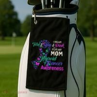 I Wear Teal Blue For My Mom Thyroid Cancer Gift Golf Towel thumb 2