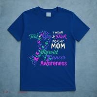 I Wear Teal Blue For My Mom Thyroid Cancer Gift T-Shirt thumb 5