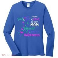 I Wear Teal Blue For My Mom Thyroid Cancer Gift Women's Long Sleeve Shirt thumb 0