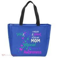 I Wear Teal Blue For My Mom Thyroid Cancer Gift Tote Bag thumb 0