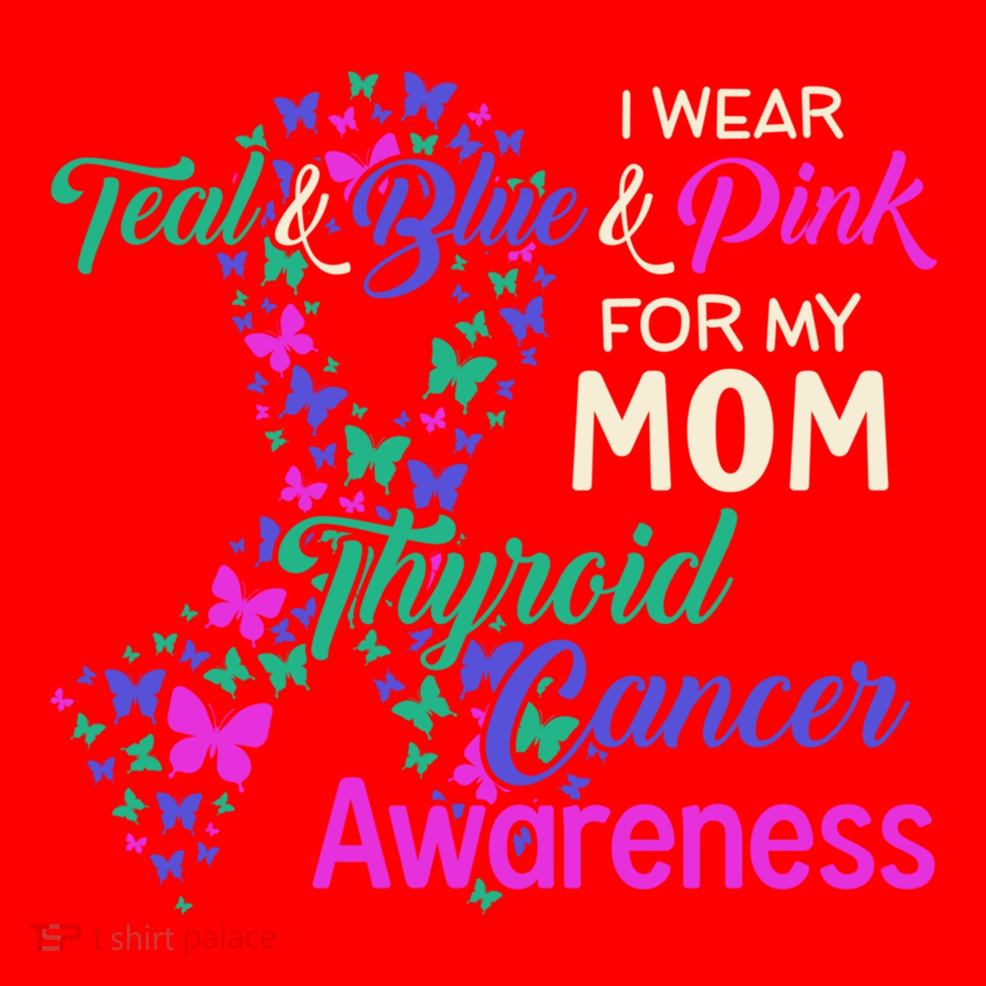 I Wear Teal Blue For My Mom Thyroid Cancer Gift Santa Hat