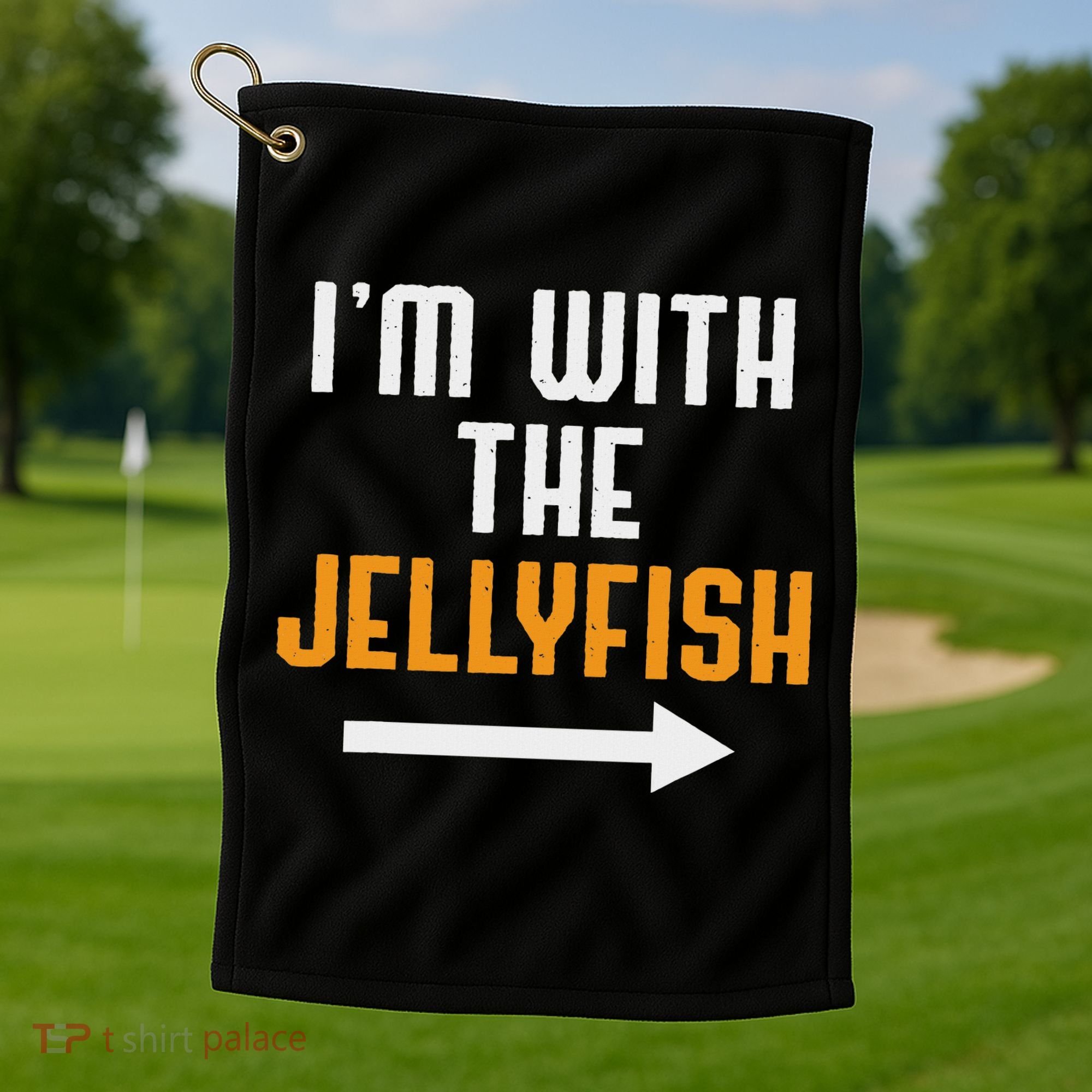 I'm With The Jellyfish Costume Funny Halloween Couple Golf Towel