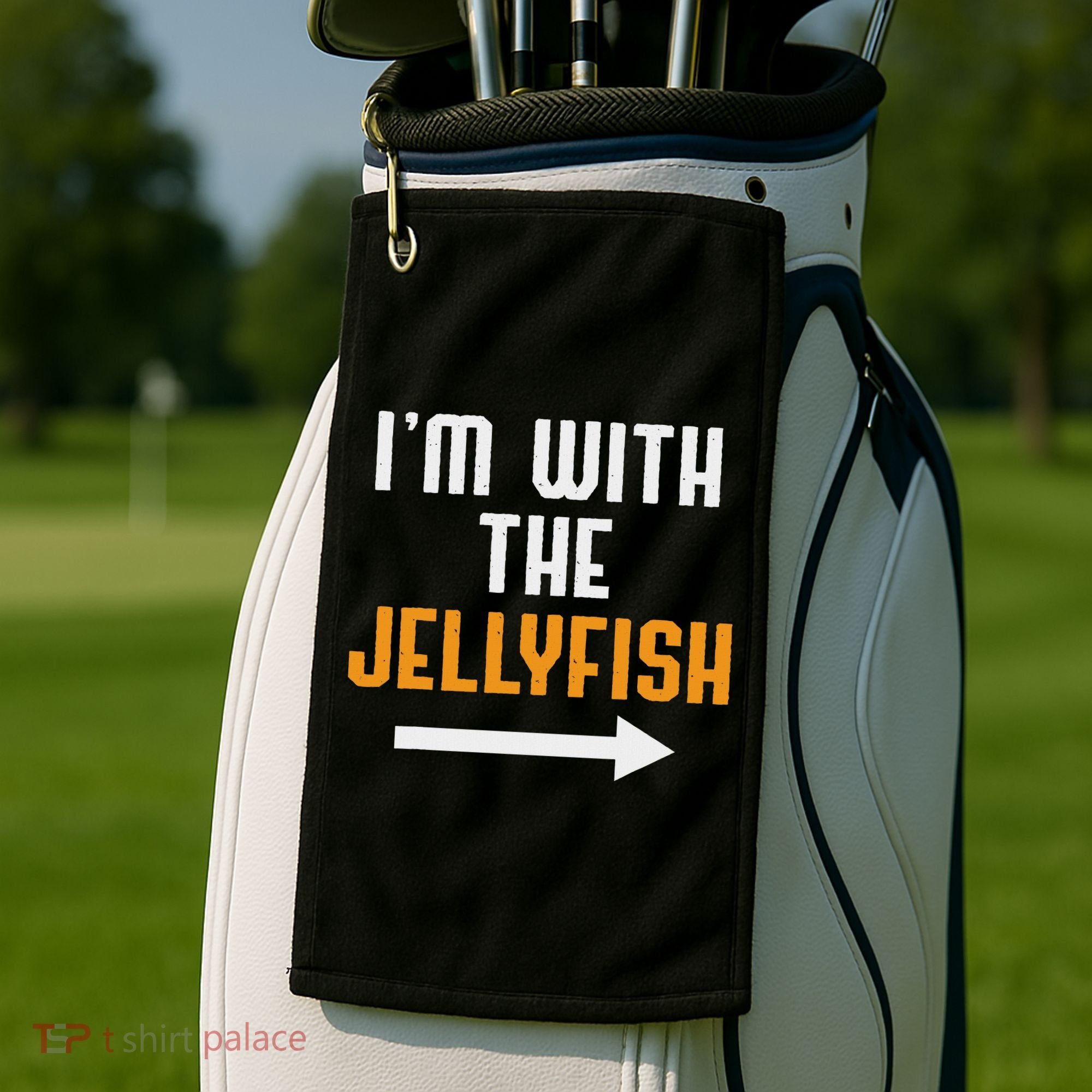I'm With The Jellyfish Costume Funny Halloween Couple Golf Towel
