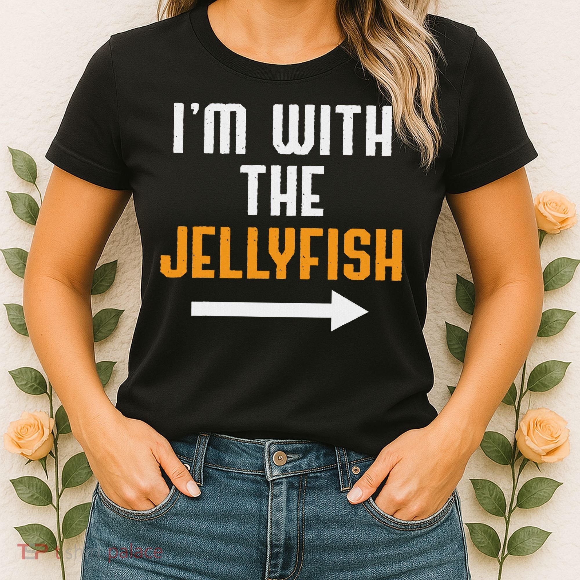 I'm With The Jellyfish Costume Funny Halloween Couple Women's T-Shirt