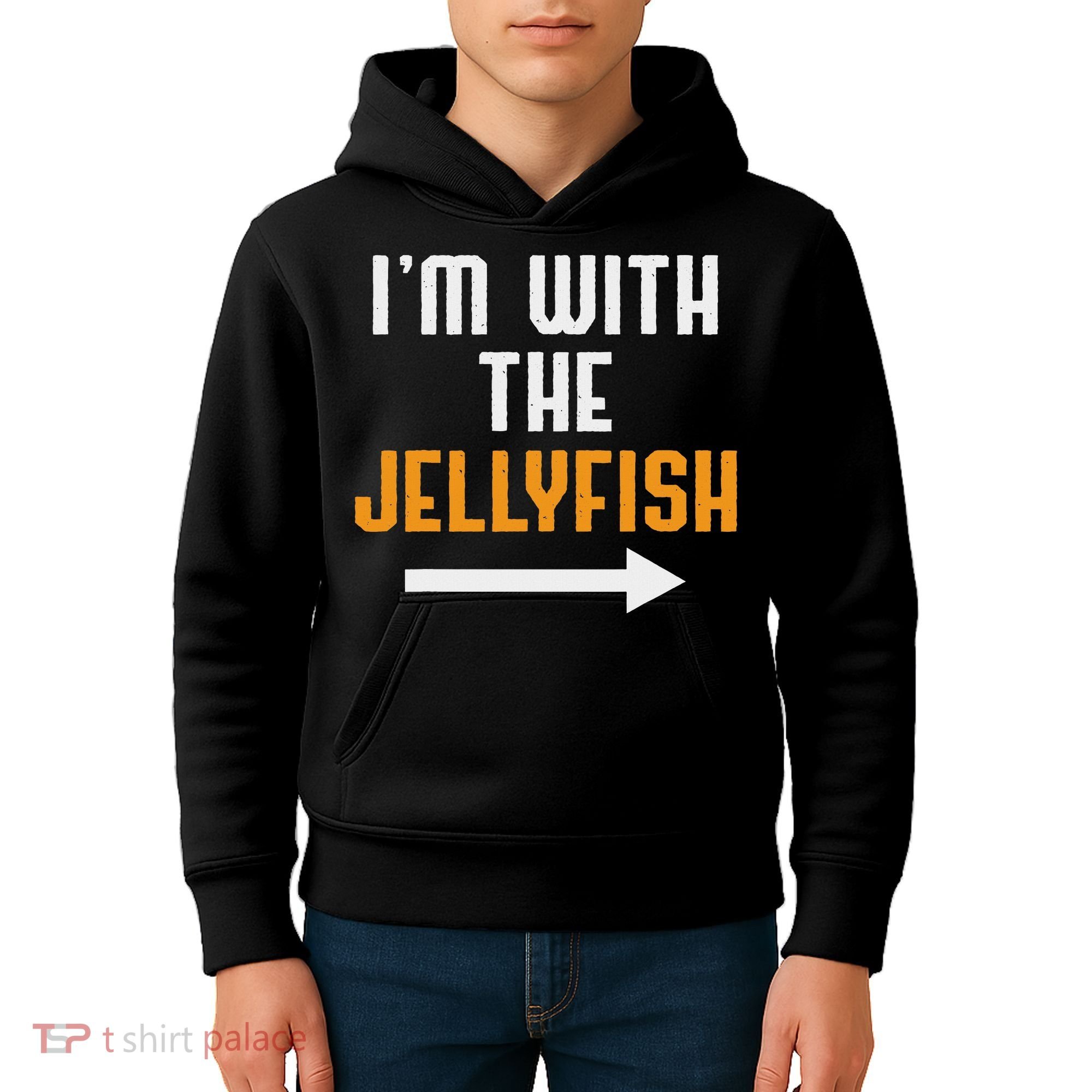 I'm With The Jellyfish Costume Funny Halloween Couple Kids Hoodie