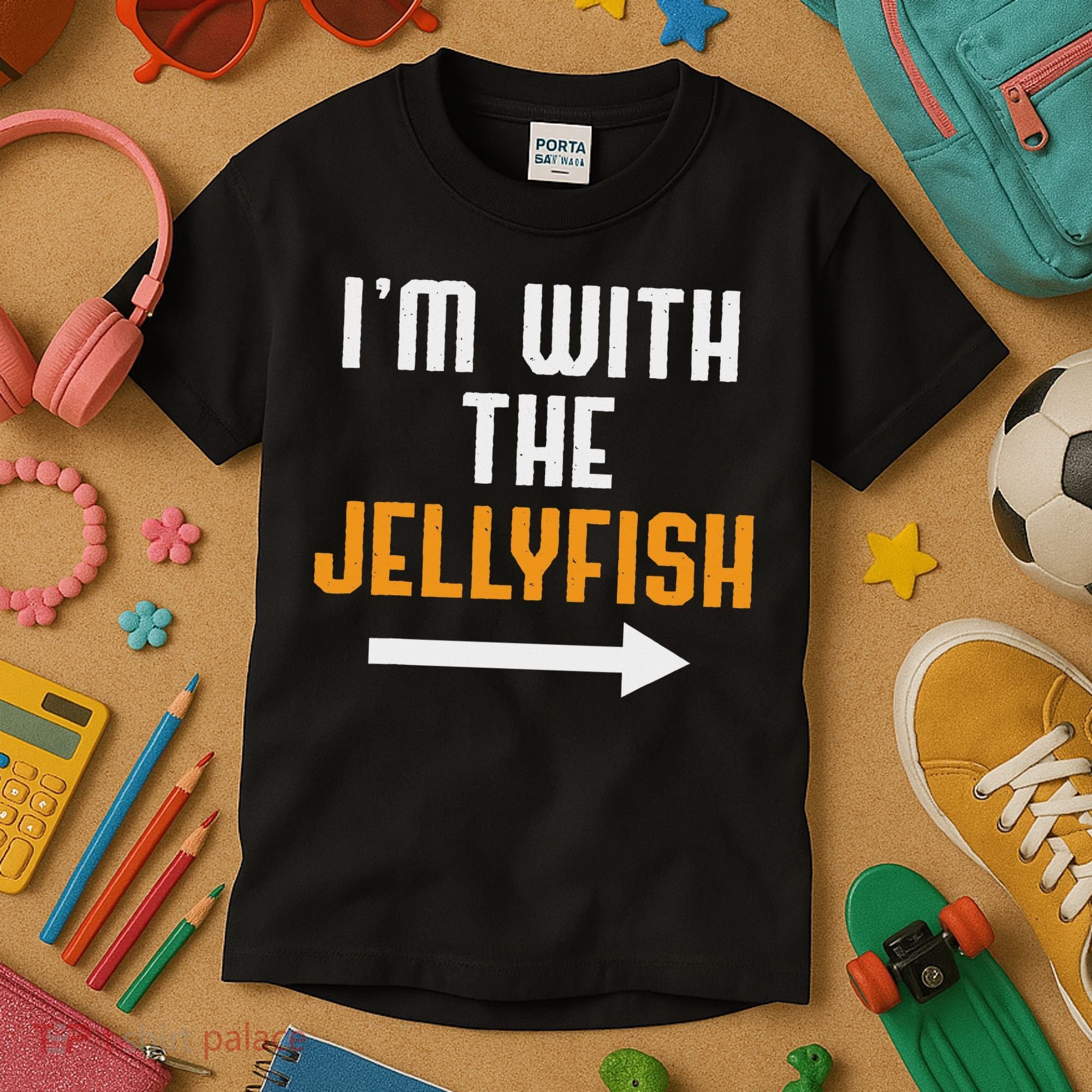 I'm With The Jellyfish Costume Funny Halloween Couple Kids T-Shirt