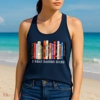 I'm With The Banned Funny Bookworm Shirt Banned Book Women's Tank Top thumb 2