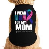 I Wear Teal Blue Pink For My Mom Thyroid Cancer Feather Funny Gift Doggie Tank thumb 0