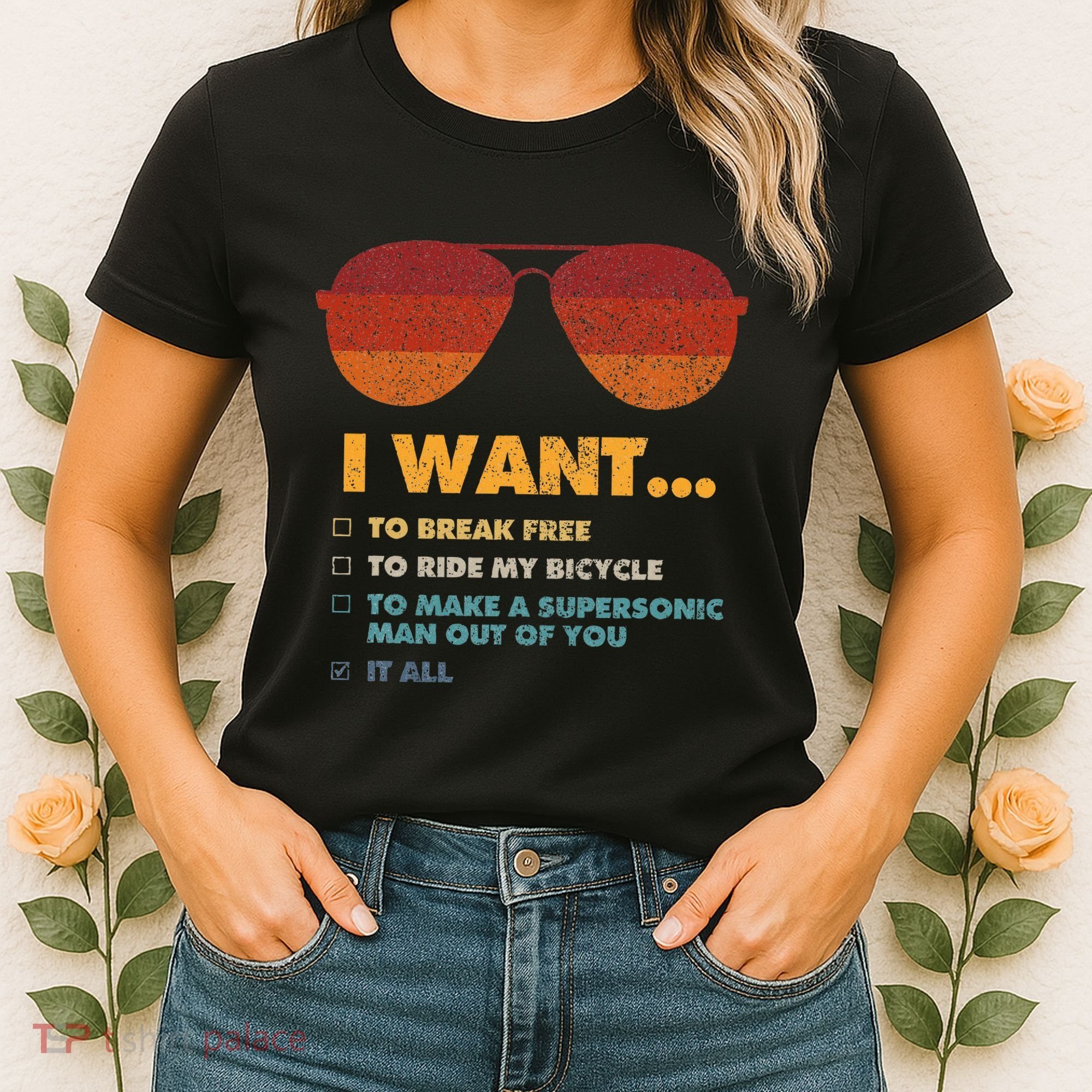 I Want To Ride My Bicycle I Aviator Sunglasses Women's T-Shirt
